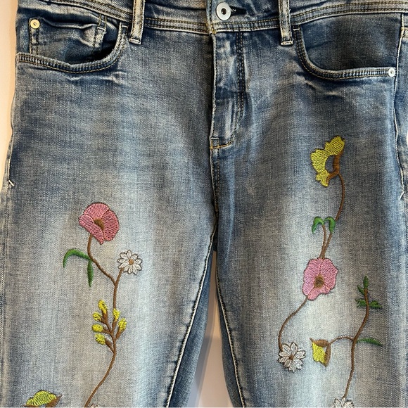 Pilcro & the Letterpress Floral-Bordado Novio Embroidered Boyfriend Jeans US 28 - Picture 9 of 16